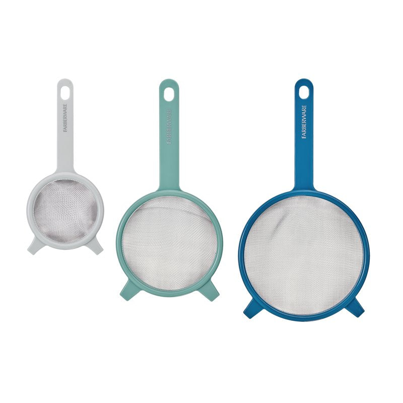 Fine Mesh Strainer Set of 3 - Blue, Sage & Gray