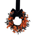 Halloween Wreath with Ribbon Bows and Artificial Flowers - Orange Star Shape, Fall & Holiday Decor - Variation: Halloween-Orange