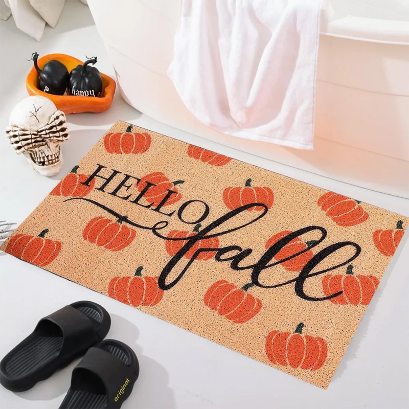 Halloween Thanksgiving Orange Doormat - Fall Absorbent & Non-Slip Rug, 23.62x15.74in - Holiday Decor, MPOISVA