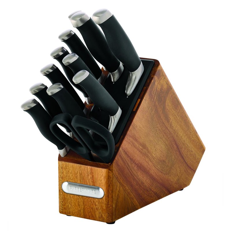 13-Piece Knife Block Set with Acacia Storage & Sharpener