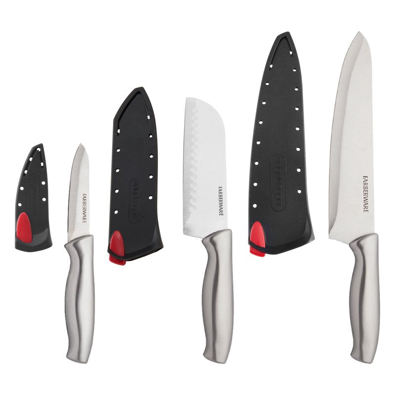 Stainless Steel Chef Knife Set - 6-Piece with EdgeKeeper Sheaths