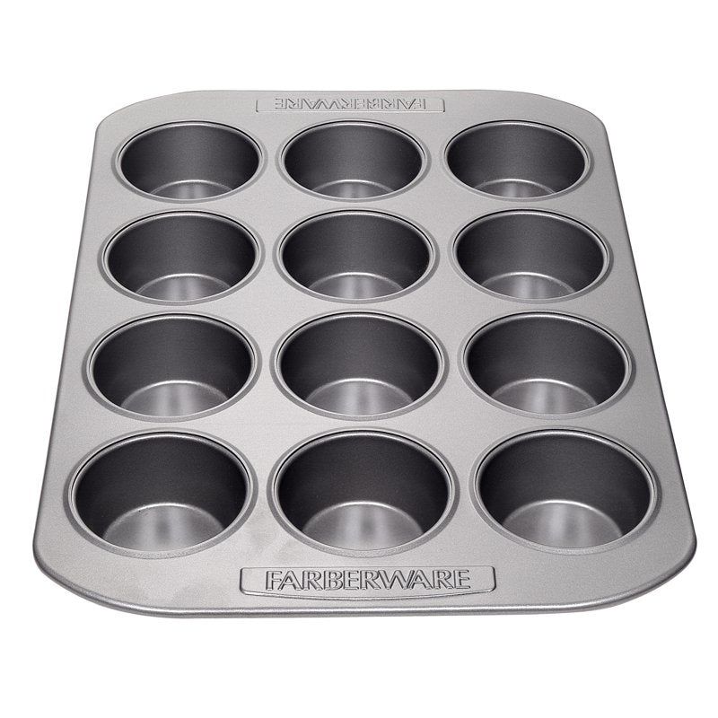 12-Cup Nonstick Muffin Pan - Dishwasher Safe, Gray