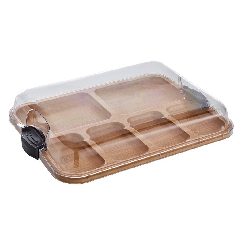 Bamboo Charcuterie Board with 6 Compartments - 11x14