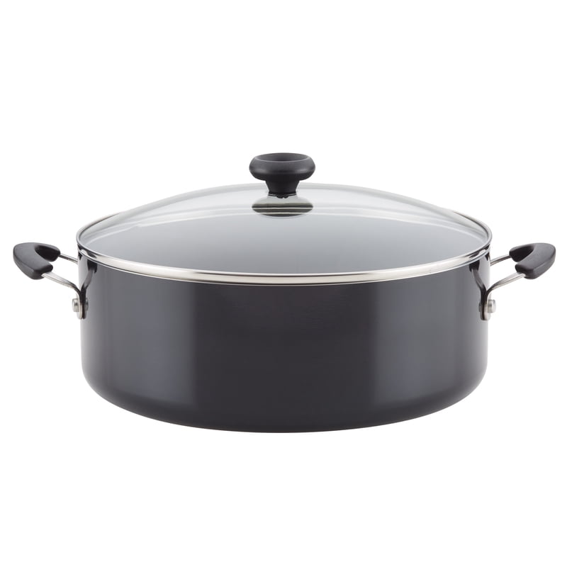 8-Quart Nonstick Stockpot - Dishwasher Safe Aluminum, Black