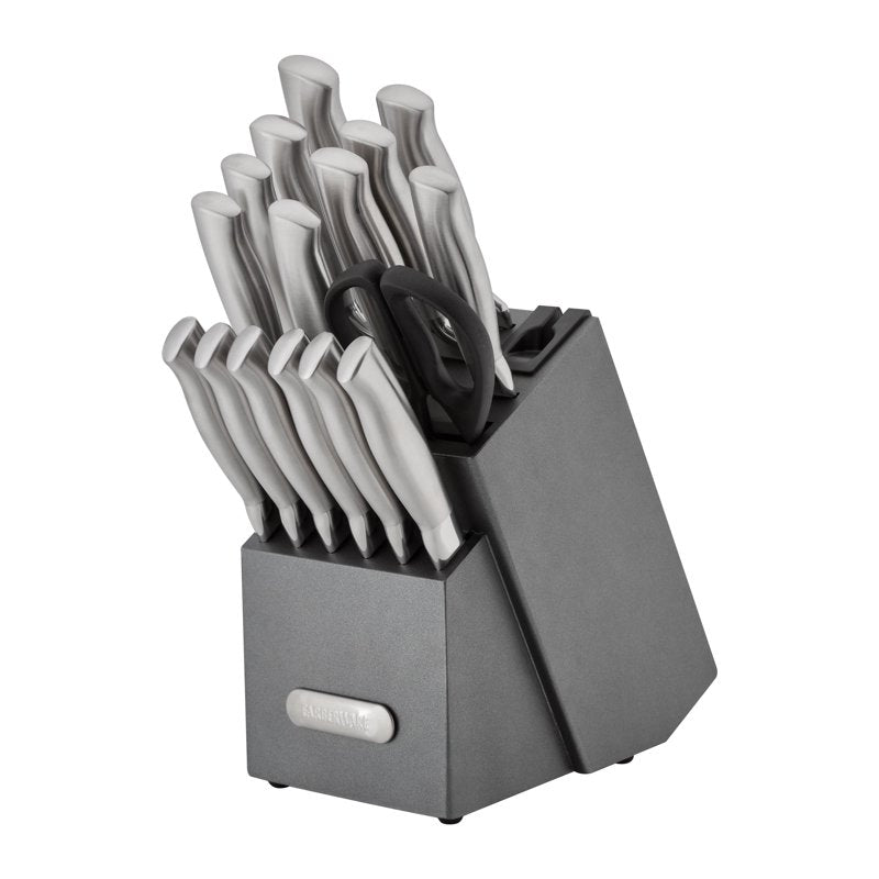 17-Piece Stainless Steel Knife Set with Built-In Sharpener