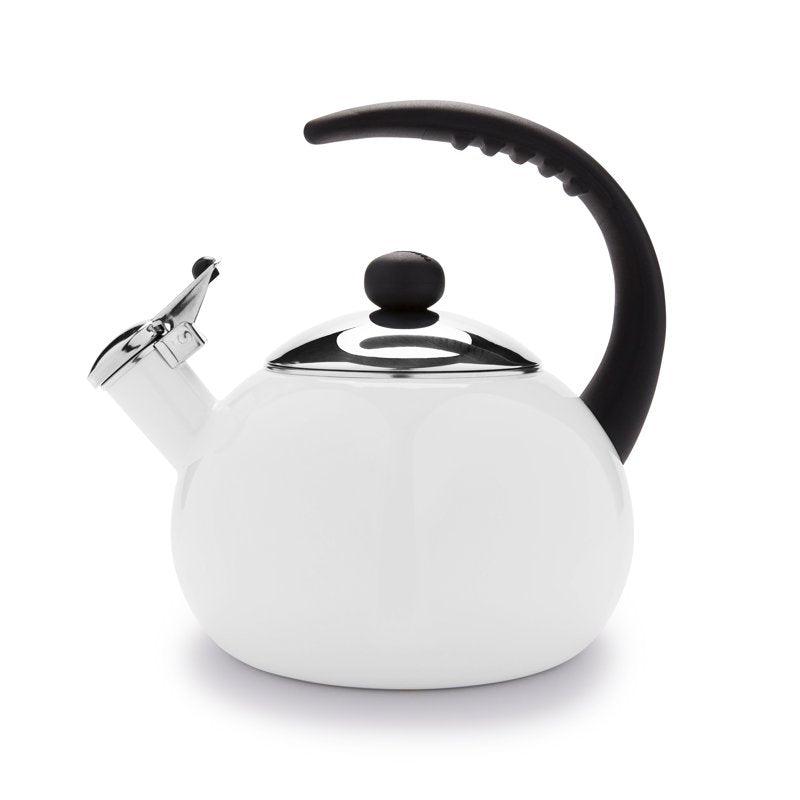 White Porcelain Enamel Tea Kettle - 2.5 Quart