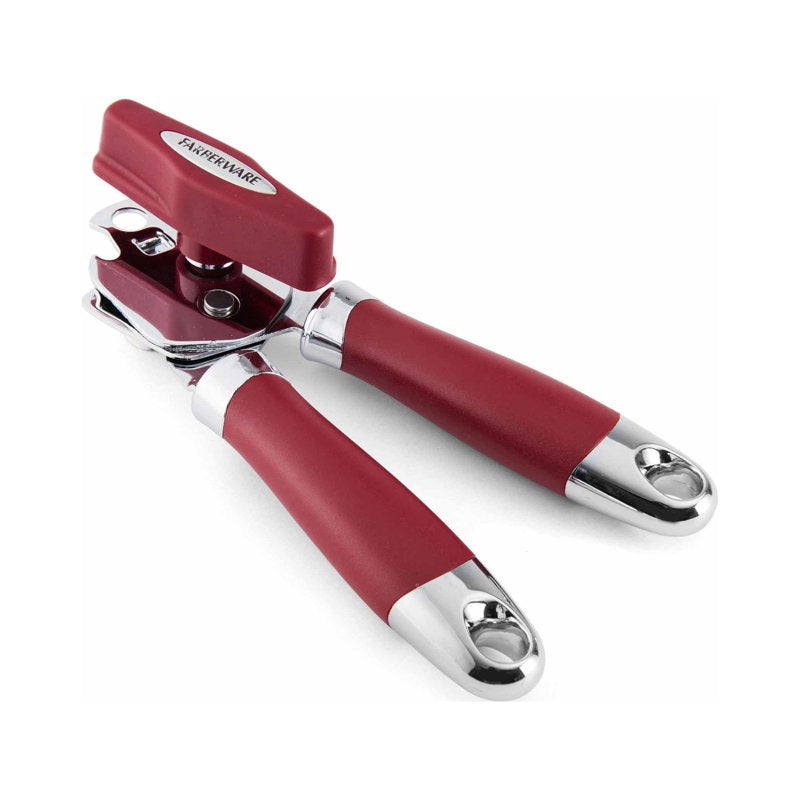 Stainless Steel Can Opener with Soft Grip Handle - Red
