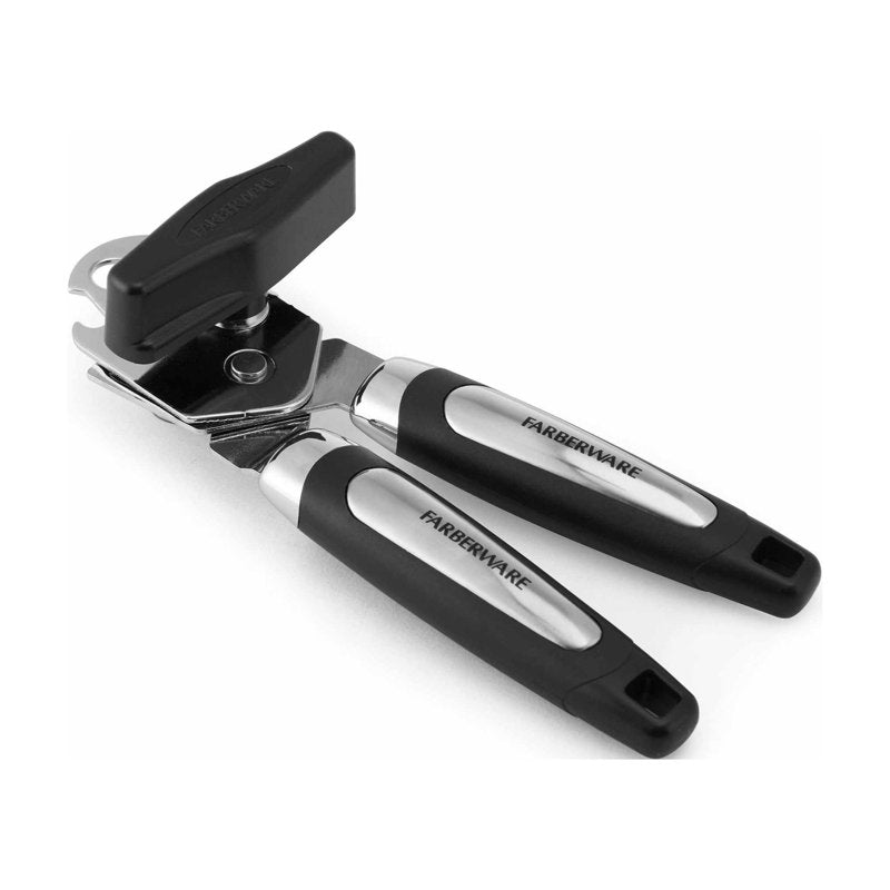 Stainless Steel Can Opener with Built-In Bottle Opener - Black