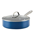 3 Quart Nonstick Saute Pan with Glass Lid - Oven & Dishwasher Safe, Blue