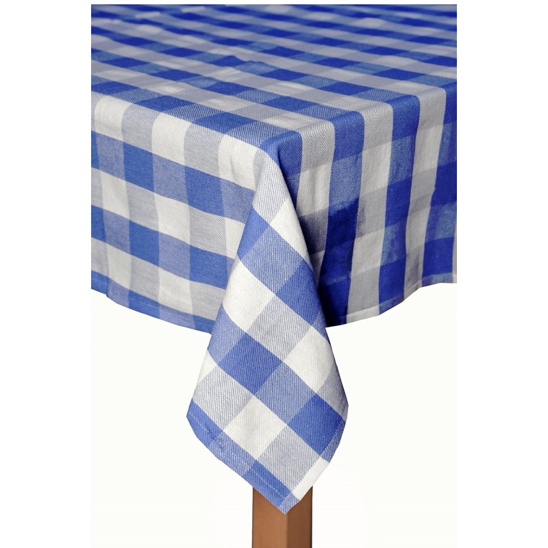 Farm Check Blue 100% Cotton Tablecloth - 60" x 104"