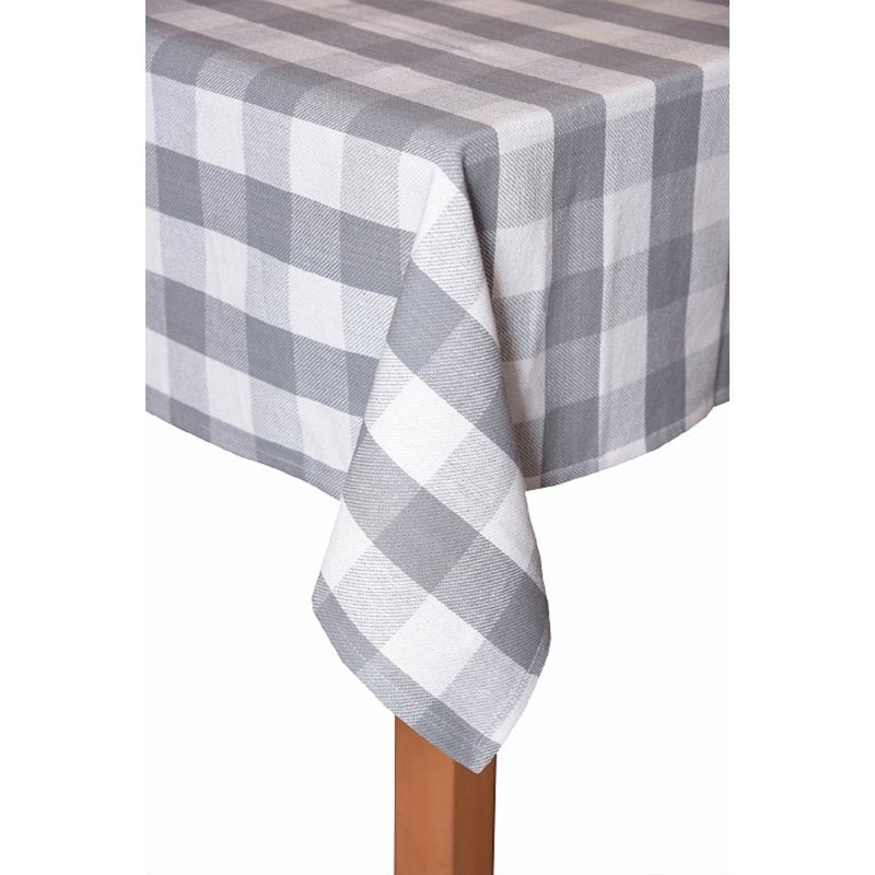 Farm Check Grey 100% Cotton Tablecloth - 60" x 84"