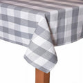 Farm Check Grey Cotton Tablecloth - 70" Round