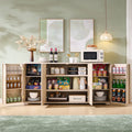 66" Curved Coffee Bar Storage Cabinet - Light Grey Sideboard