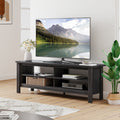 Farmhouse Black Wood TV Stand for 65 Inch TVs with 4 Shelves
