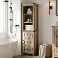 Adjustable Storage Cabinet with Door and Open Shelves - Rustic Style