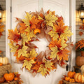 Fall Thanksgiving Pumpkin Maple Leaf Wreath Door Decor - Indoor Outdoor