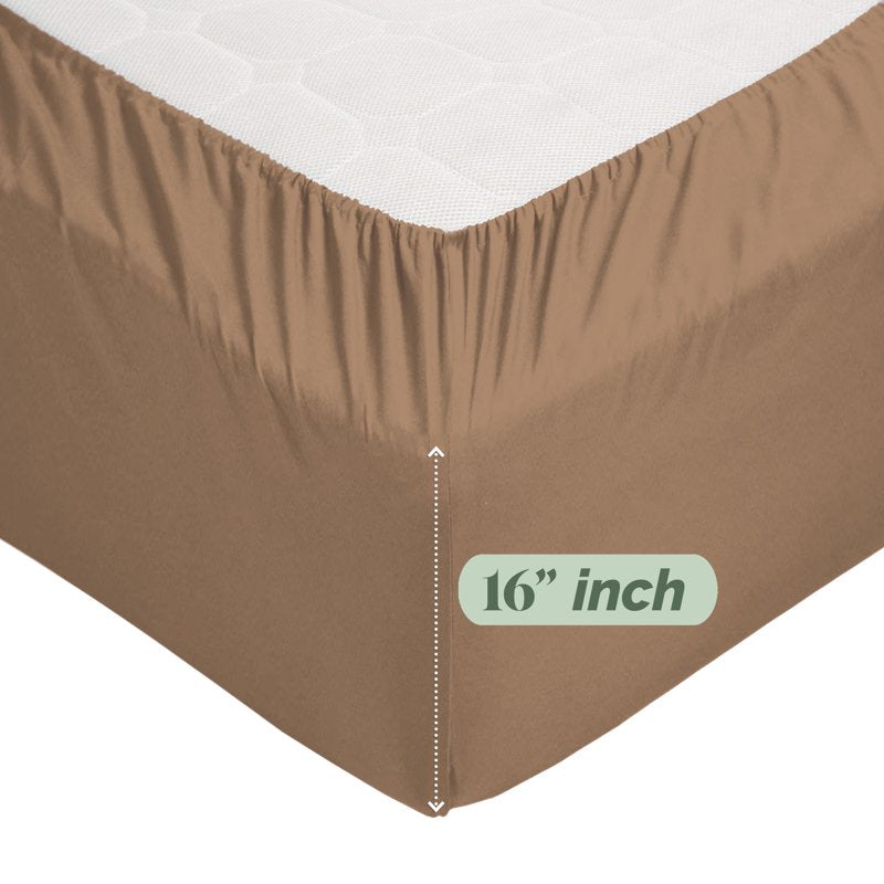 Twin Fitted Sheet - Taupe, 1500 Series Microfiber Cooling Bed Sheet