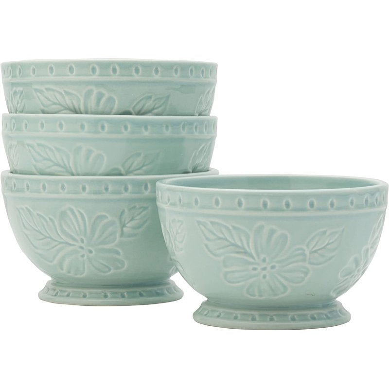 English Garden Stoneware Bowl Set - 20 oz, Mint Green, 4 Count