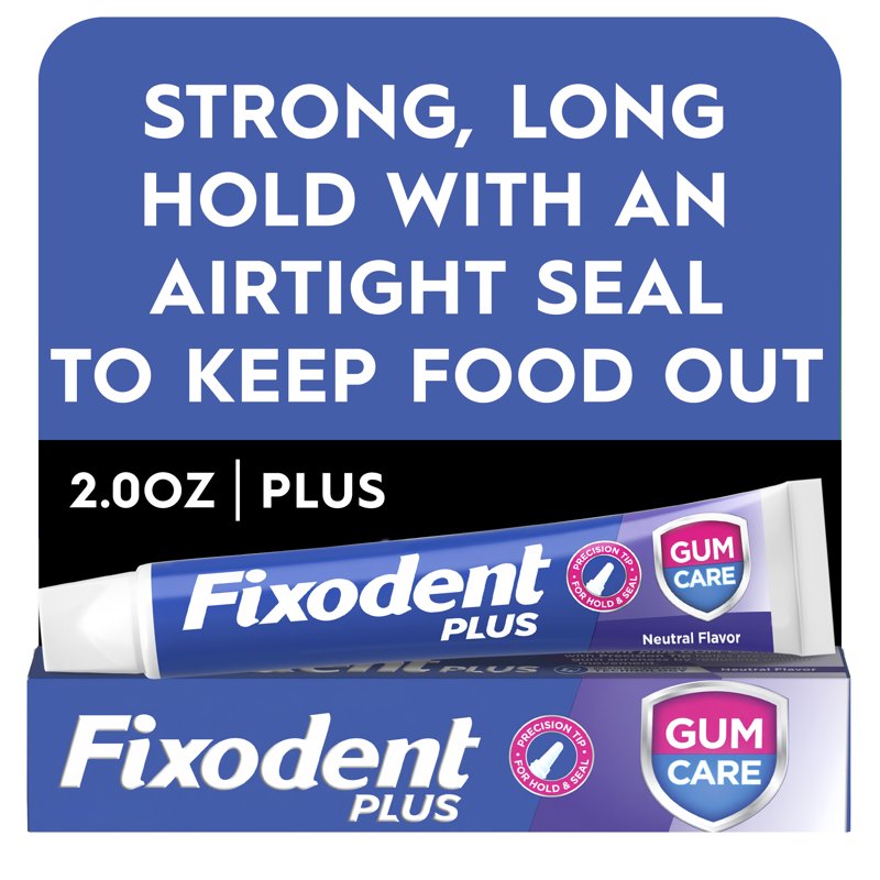 Denture Adhesive Cream, Extra Strong Hold for Gum Care, 2.0oz