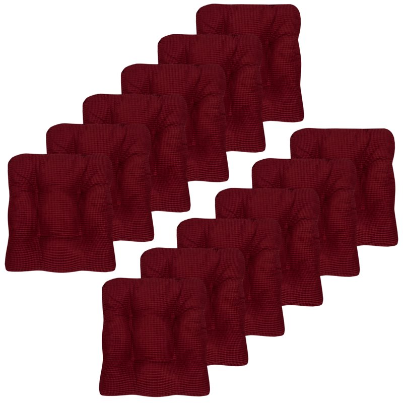 Fluffy Memory Foam Non-Slip Chair Cushion Pad - 12 Pack Burgundy