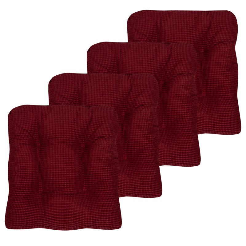 Fluffy Memory Foam Non-Slip Chair Cushion Pad - 4-Pack Burgundy