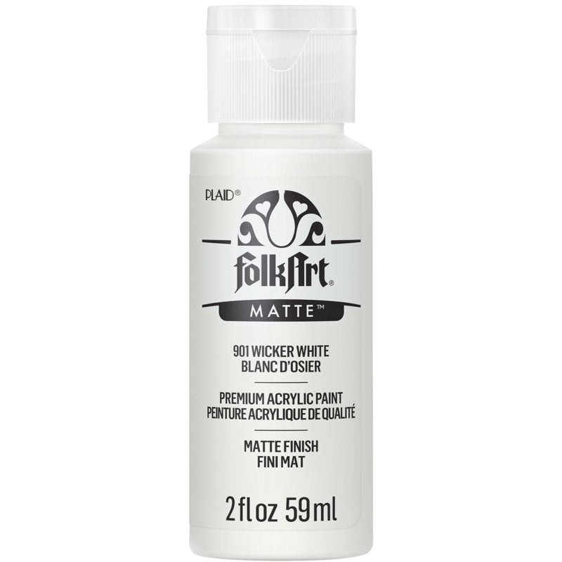 White Acrylic Craft Paint - Matte Finish, FolkArt 2 fl oz - Craft Supplies