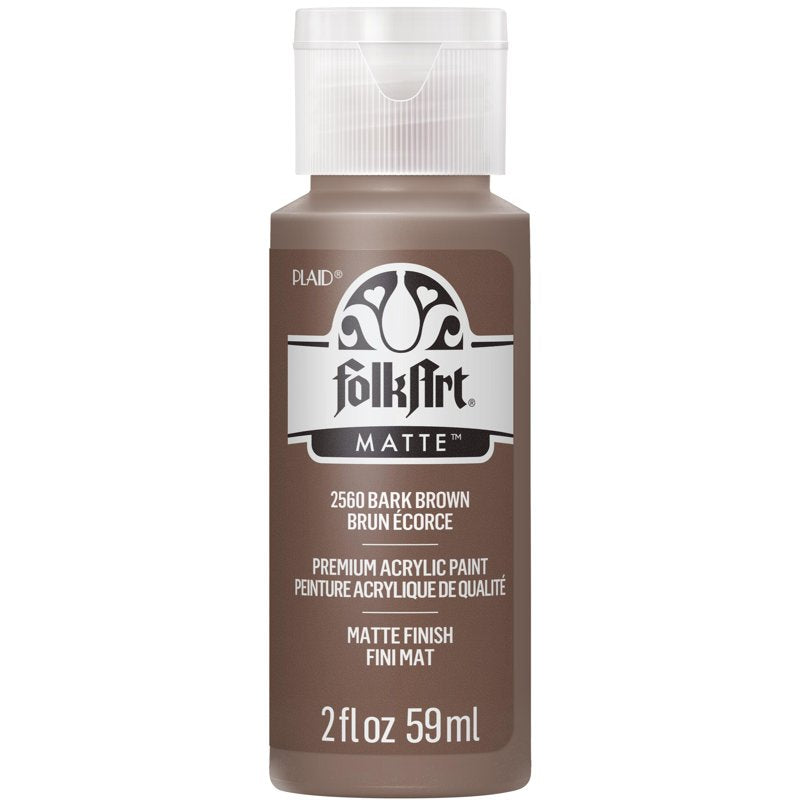 FolkArt Acrylic Craft Paint - Matte Finish, Bark Brown, 2 fl oz - Variation of Bark Brown, Single