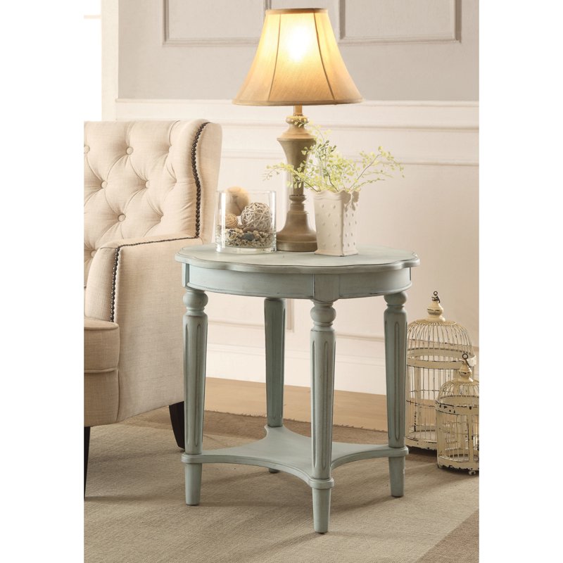 Fordon End Table - Antiqued Green, Transitional Design
