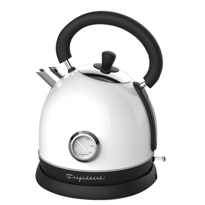Retro Electric Hot Water Kettle with Precision Temperature Gauge - White