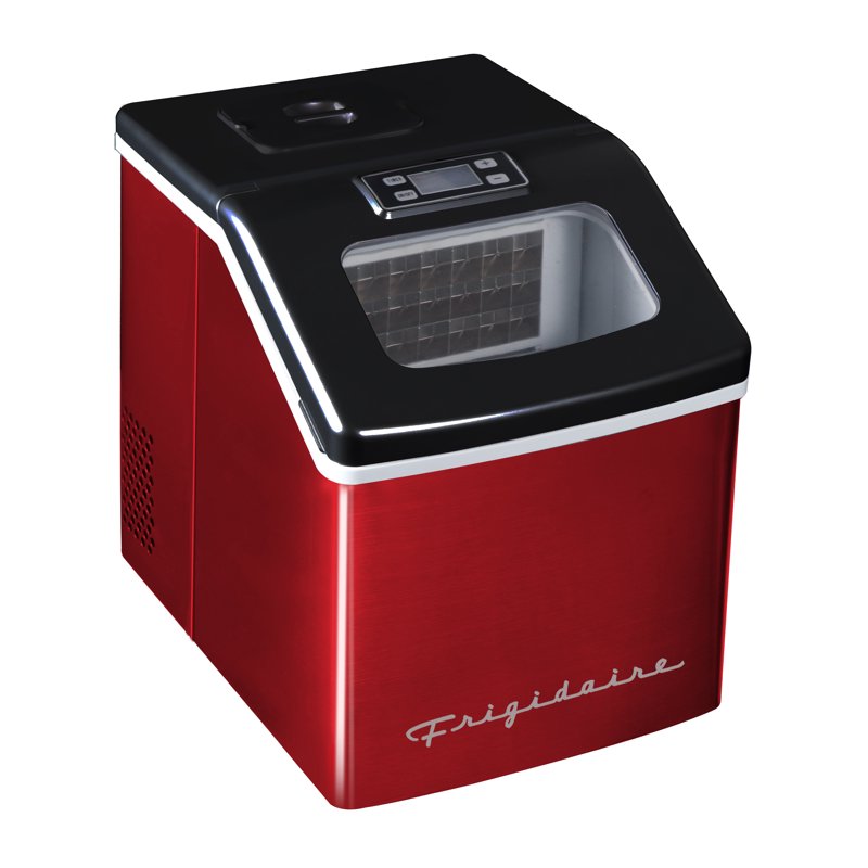 Clear Ice Maker - 40 Lbs Red Stainless Steel Countertop Machine