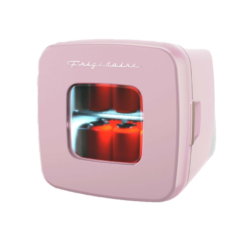 12 Can Mini Cooler - Retro Pink Beverage/Skincare Fridge
