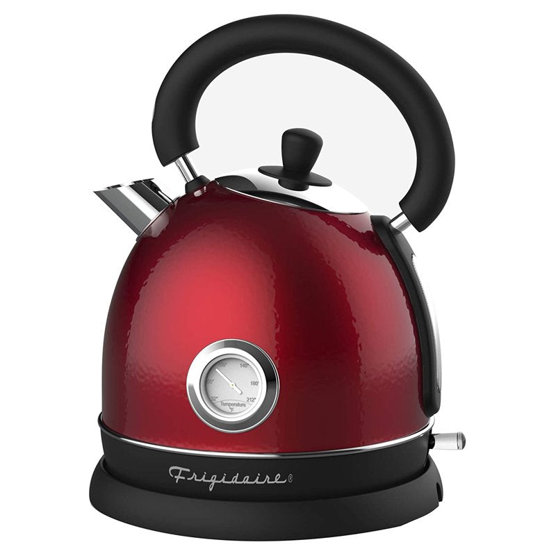 Retro Porcelain Electric Water Kettle with Thermometer - Red