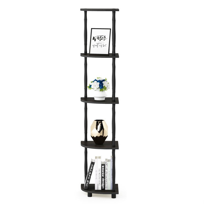 Furinno 11.6"W x 11.6"D x 57.7"H 5-Tier Decorative Shelves, Black - Easy Assembly