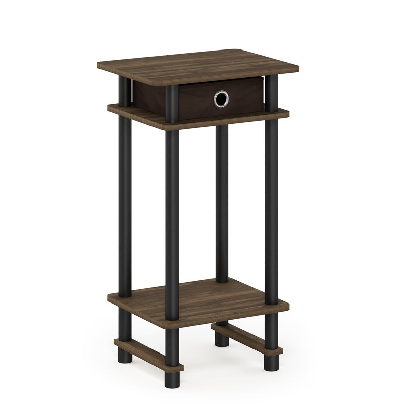 Tall End Table with Storage Drawer - Columbia Walnut/Black