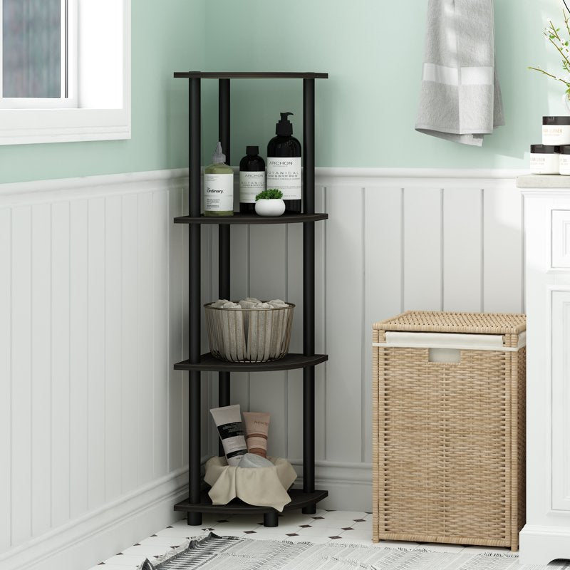 Furinno 4-Tier Corner Storage Shelves - Espresso & Black, Adjustable, No Tools Needed