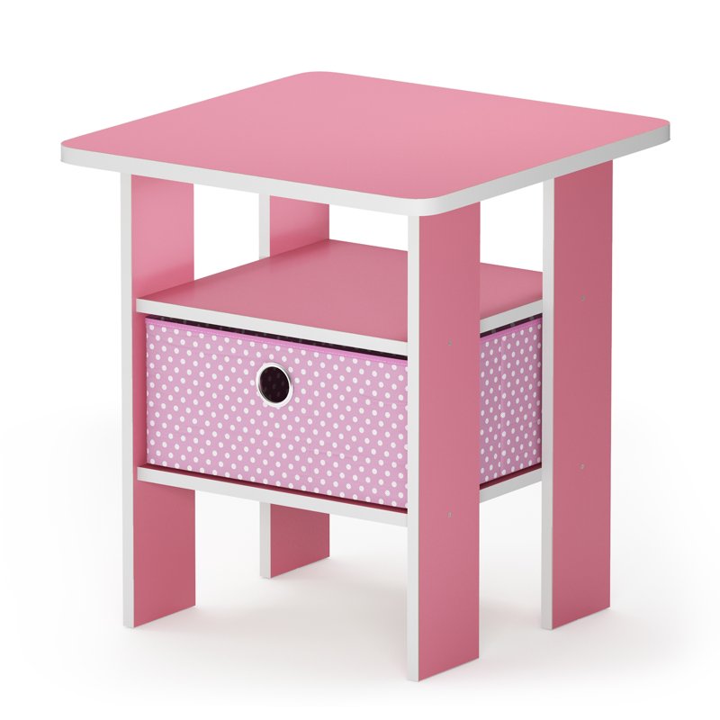 Engineered Wood End Table with Bin Drawer - Compact Design