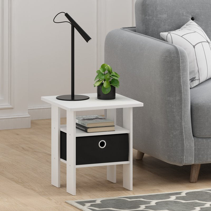 Compact End Table with Bin Drawer - Multiple Colors Available