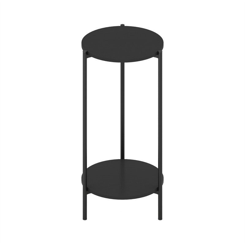 2-Tier Modern Round Side End Table with Sturdy Metal Legs