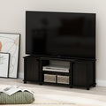 Espresso/Black TV Stand with Shelves and Storage for Media