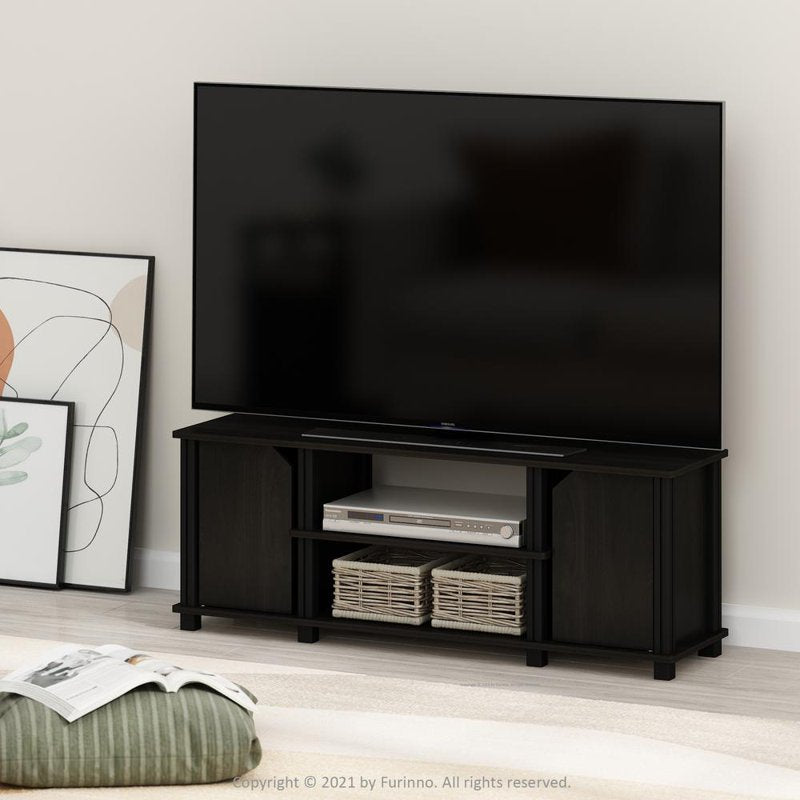 Espresso/Black TV Stand with Shelves and Storage for Media