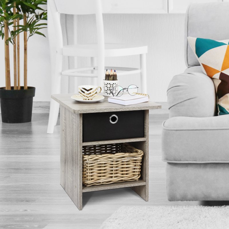 Compact Wood End Table with Storage Shelf - Multiple Colors