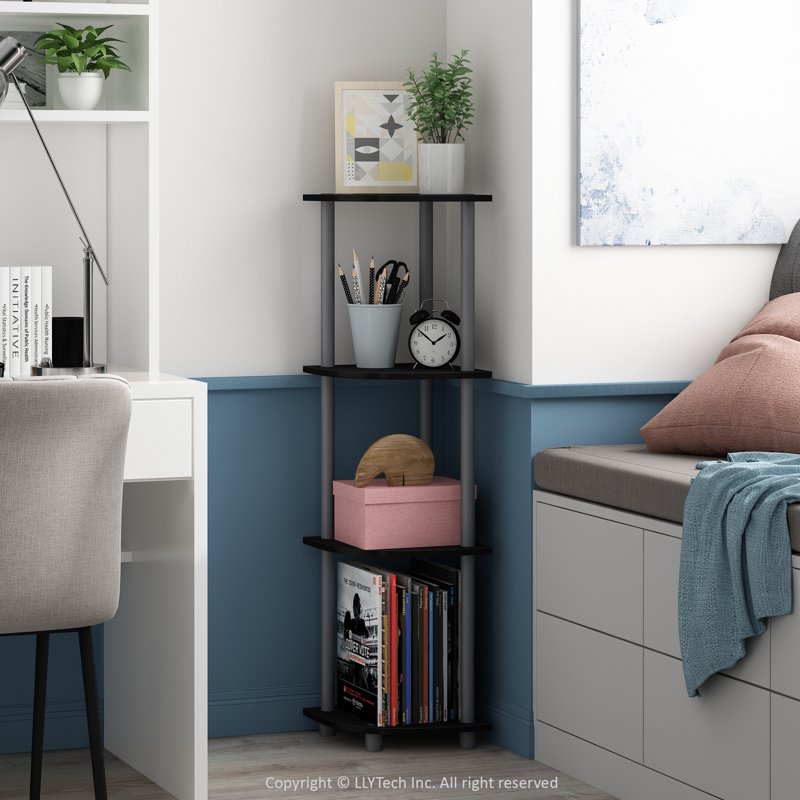 4-Shelf Freestanding Shelving Unit - 11.6" x 11.6" x 43.5" - Black/Gray