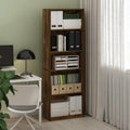 Adjustable 5-Tier Bookcase - Versatile Amber Pine Bookshelf