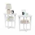 Oval End Table Set of 2 - Modern White Accent Tables