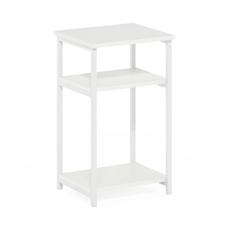 3-Tier Industrial Metal Frame End Table with Storage Shelves