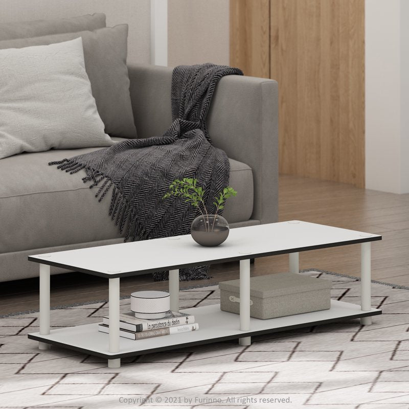 Wide TV Stand - No Tools Assembly, Plain White, 46" TV