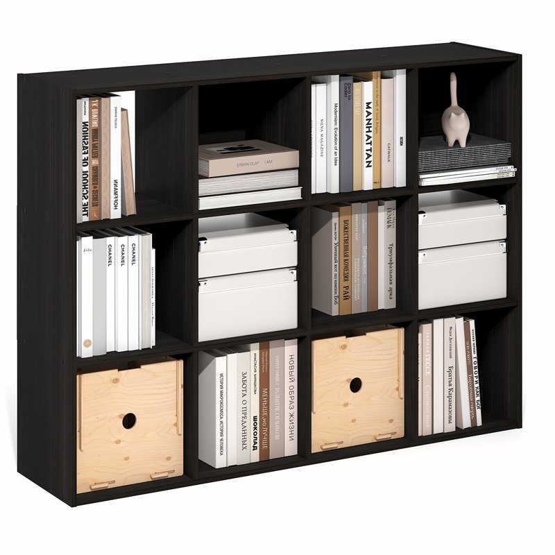 12-Cube Storage Bookshelf for Living Room & Bedroom - Modern Design