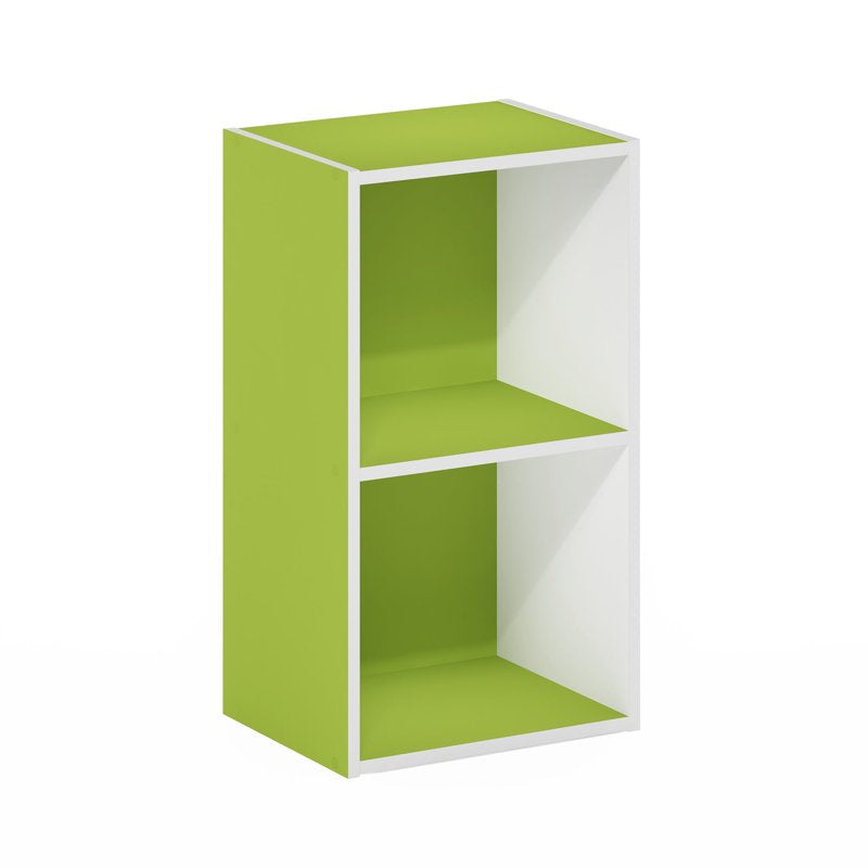 2-Tier Open Shelf Bookcase - Green and White