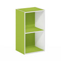 2-Tier Open Shelf Bookcase - Green and White