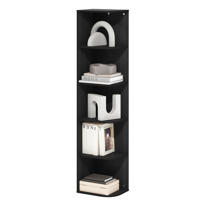 5-Tier Corner Open Shelf Bookcase - Blackwood Finish